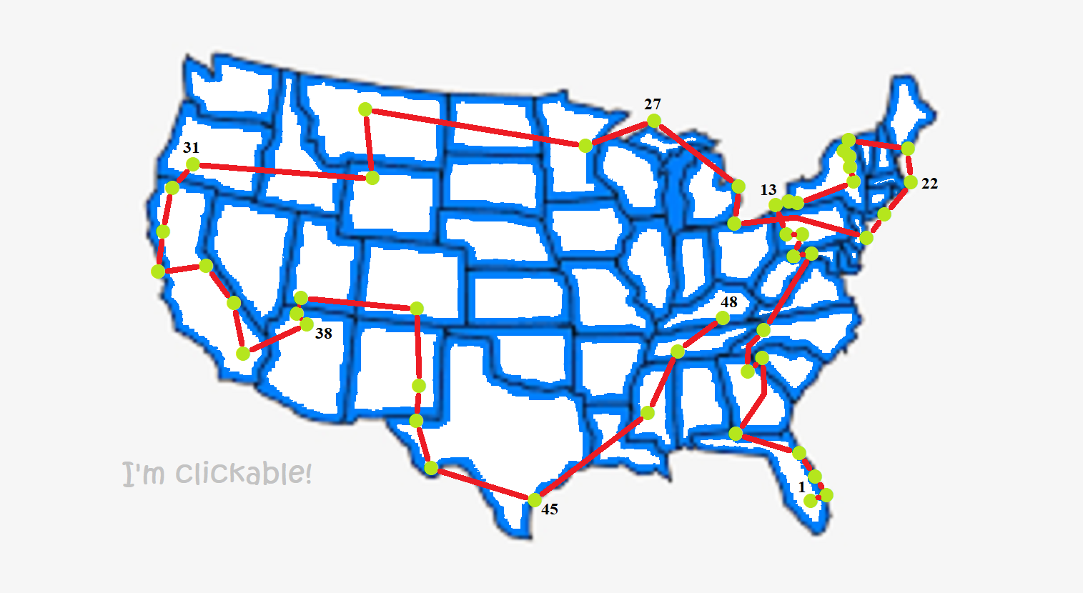 Image of a map of tour destinations